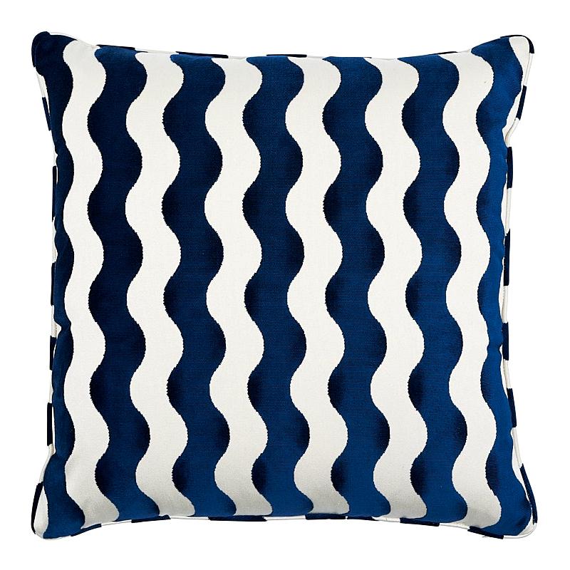 Schumacher The Wave 20" Pillow in Navy For Sale