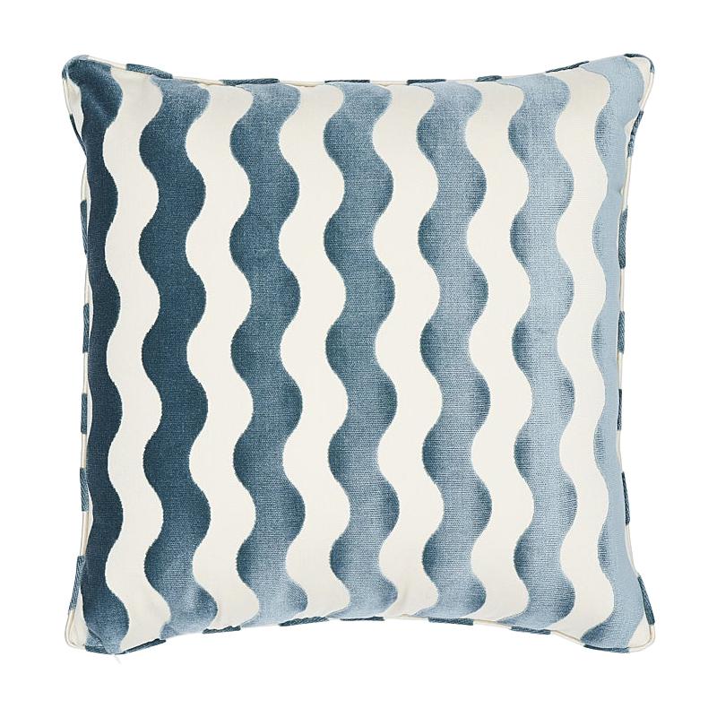 Schumacher The Wave 20" Pillow in Sky For Sale