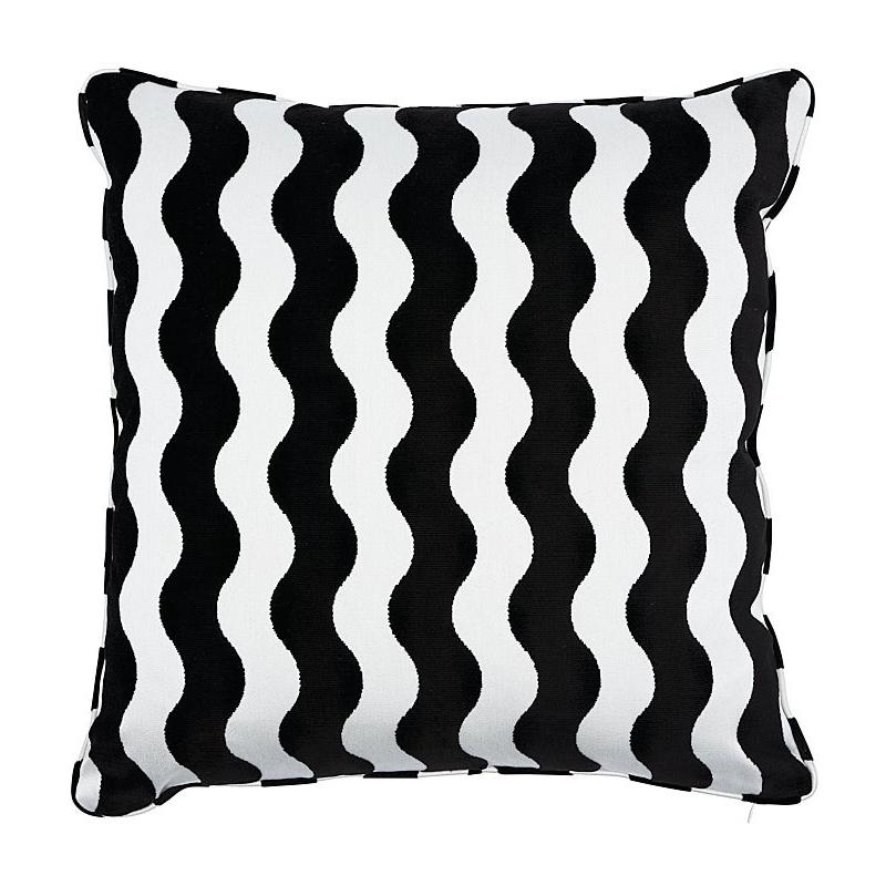 Schumacher The Wave 22" Pillow in Black For Sale