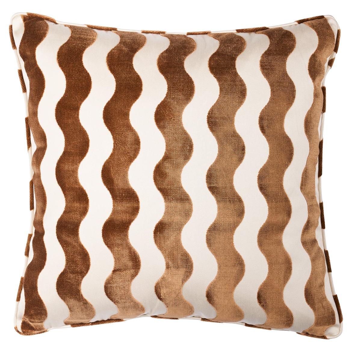 Schumacher The Wave 22" Pillow in Camel For Sale