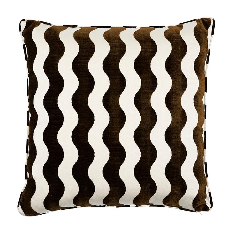 Schumacher The Wave 22" Pillow in Chocolate For Sale