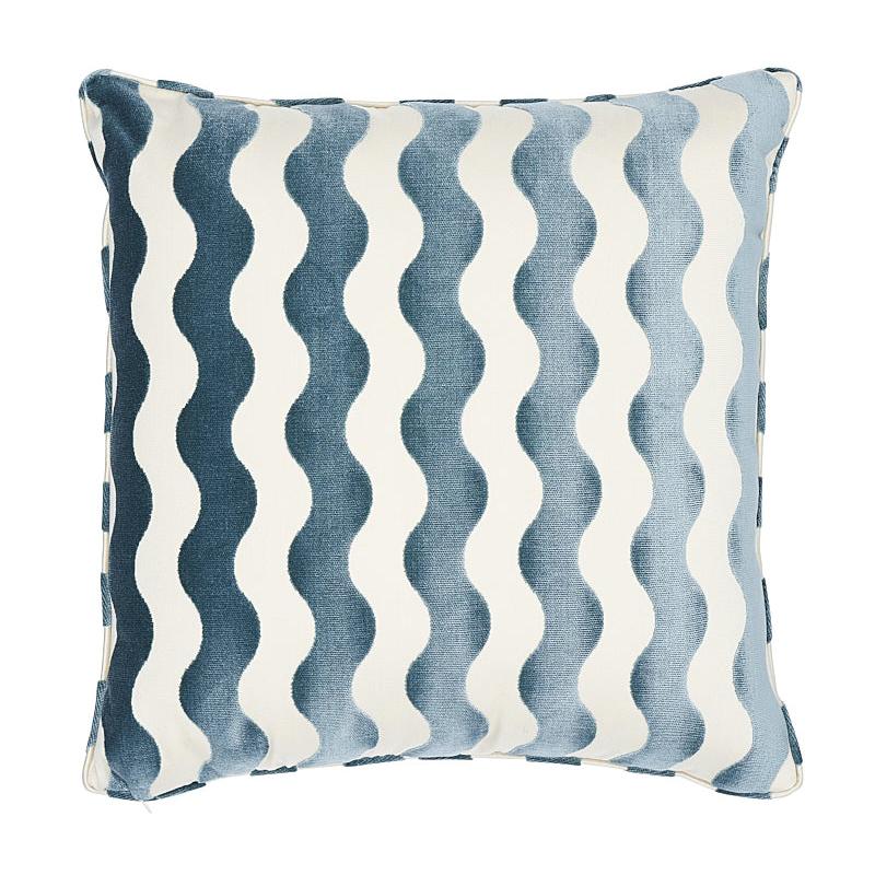 Schumacher The Wave 22" Pillow in Sky For Sale