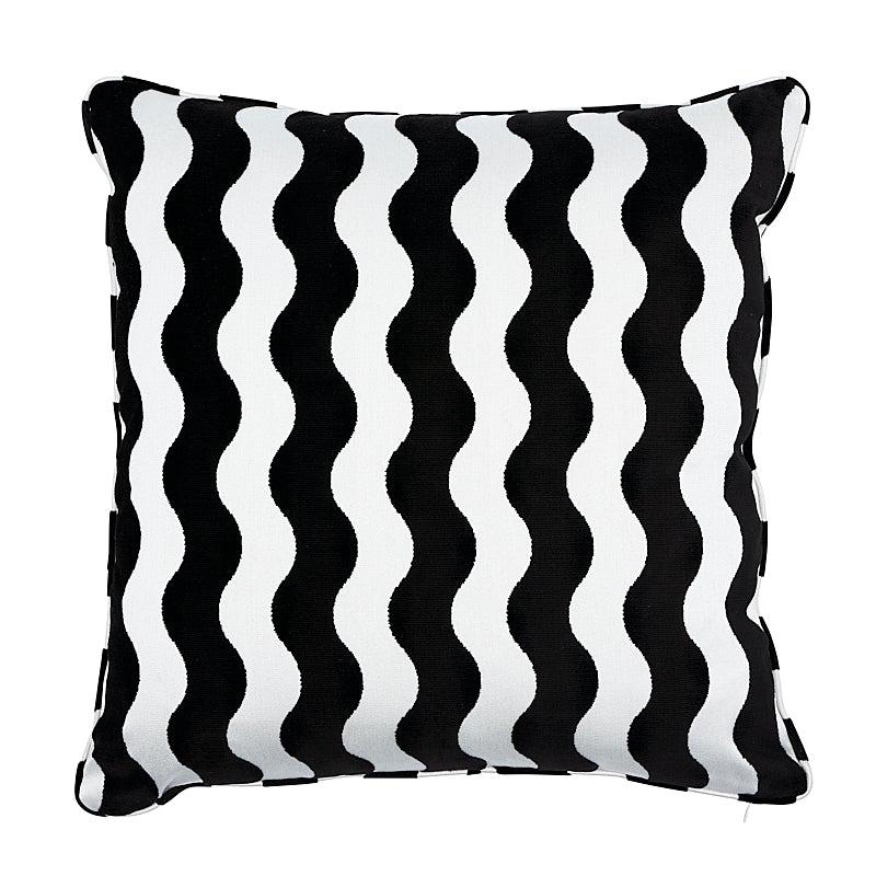 Schumacher The Wave 24" Pillow in Black For Sale
