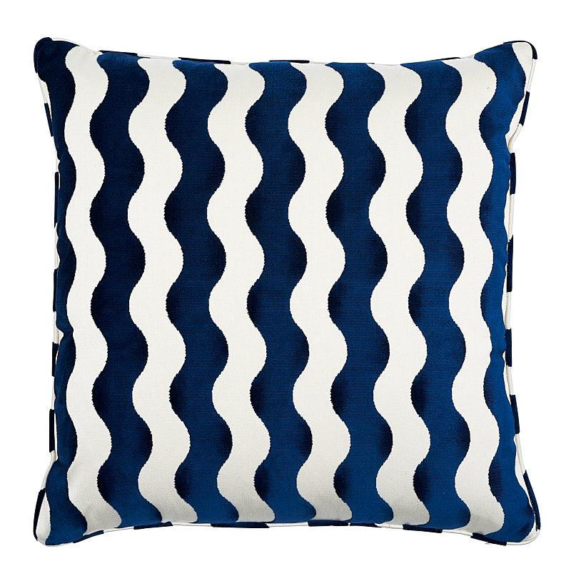 Schumacher The Wave 24" Pillow in Navy For Sale