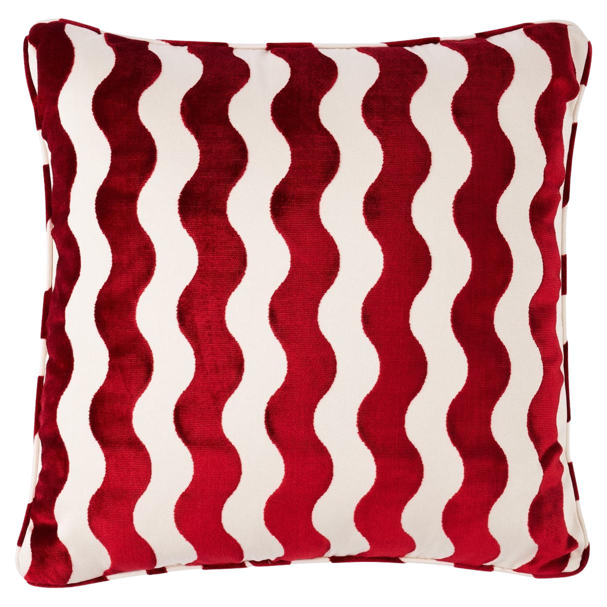 Schumacher The Wave 24" Pillow in Red For Sale