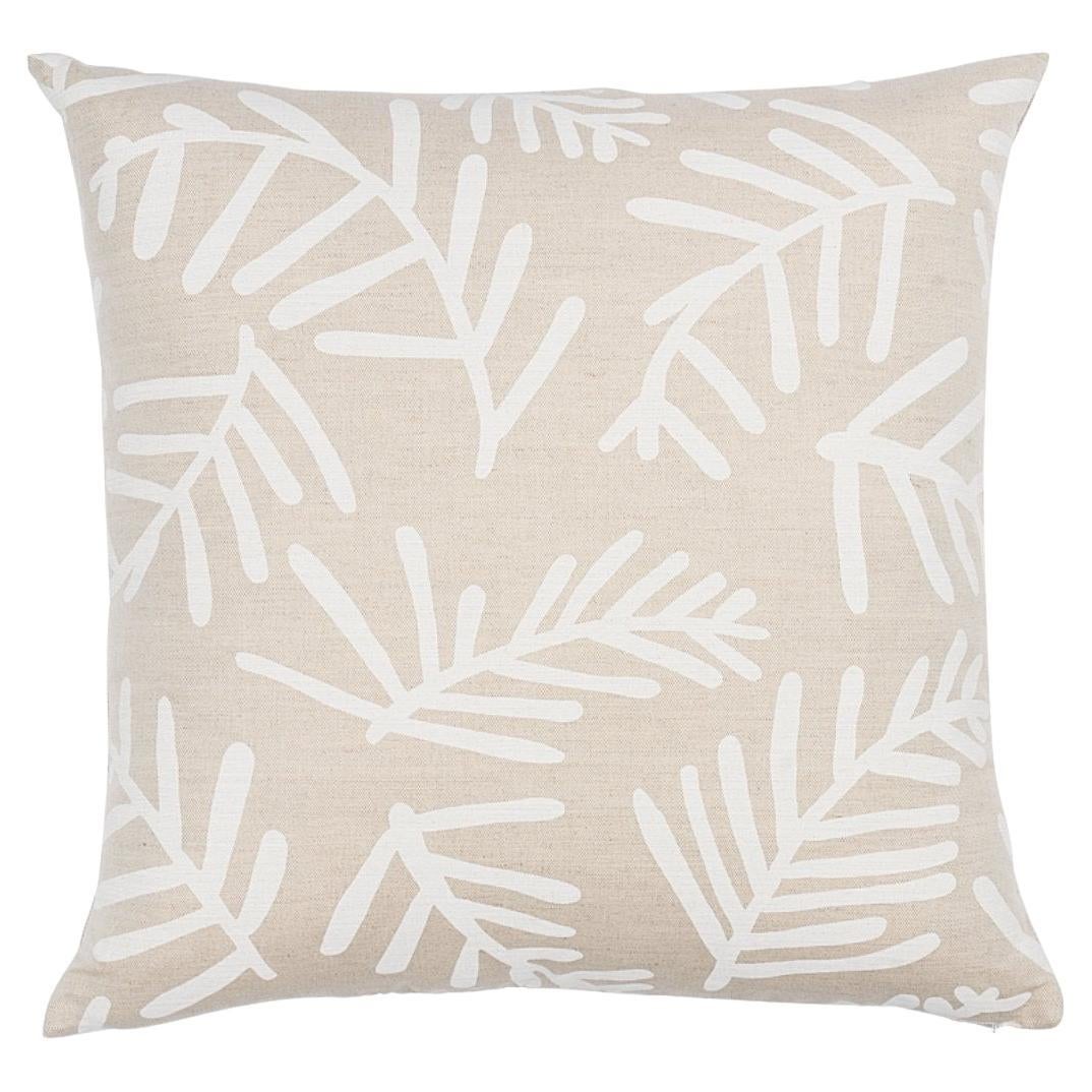 Schumacher Tiah Cove 20" Pillow in Ivory on Natural For Sale