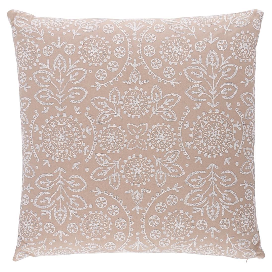 Schumacher Tiana Embroidery 20" Pillow In Natural For Sale