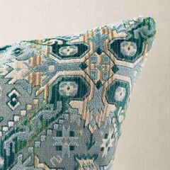 Schumacher Tiraz Velvet in Peacock 20" Pillow