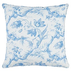 Schumacher Toile de Fleurs 22" Pillow in Delft 