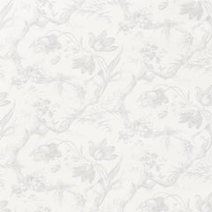 Schumacher Toile De Fleurs Wallpaper in Grisaille