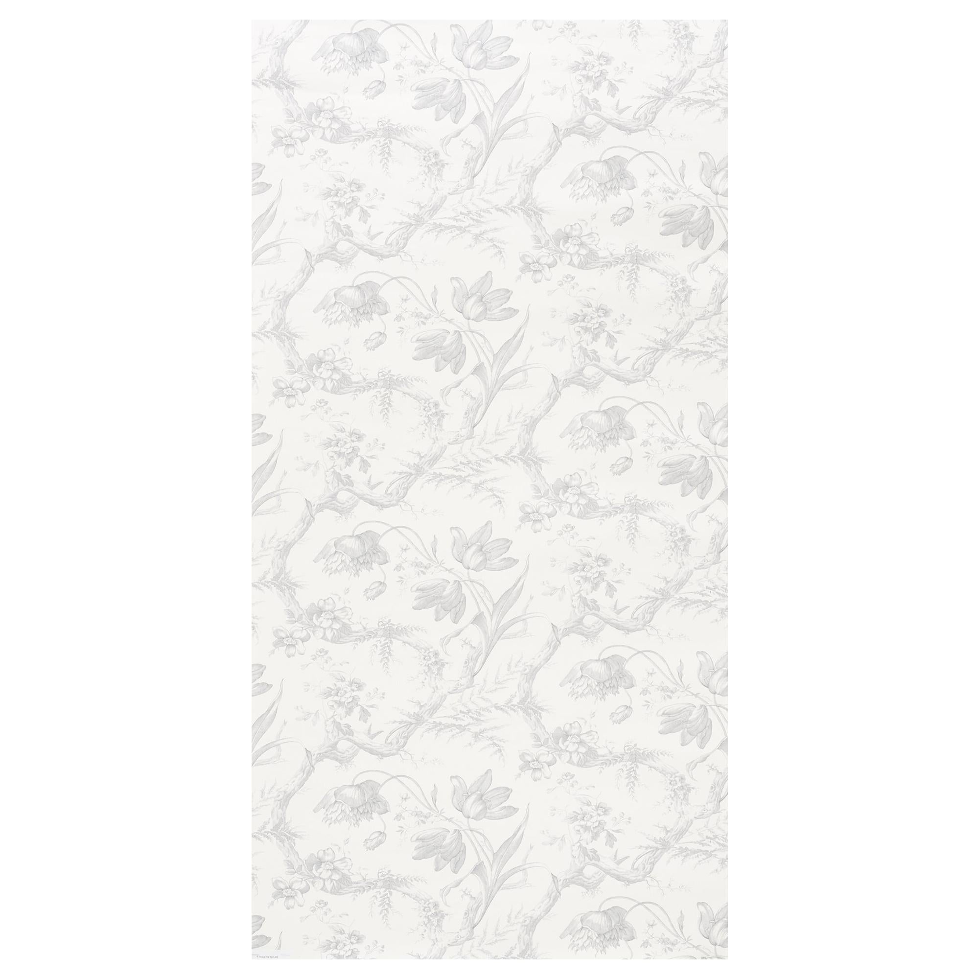 Papier peint Schumacher Toile De Fleurs en Grisaille