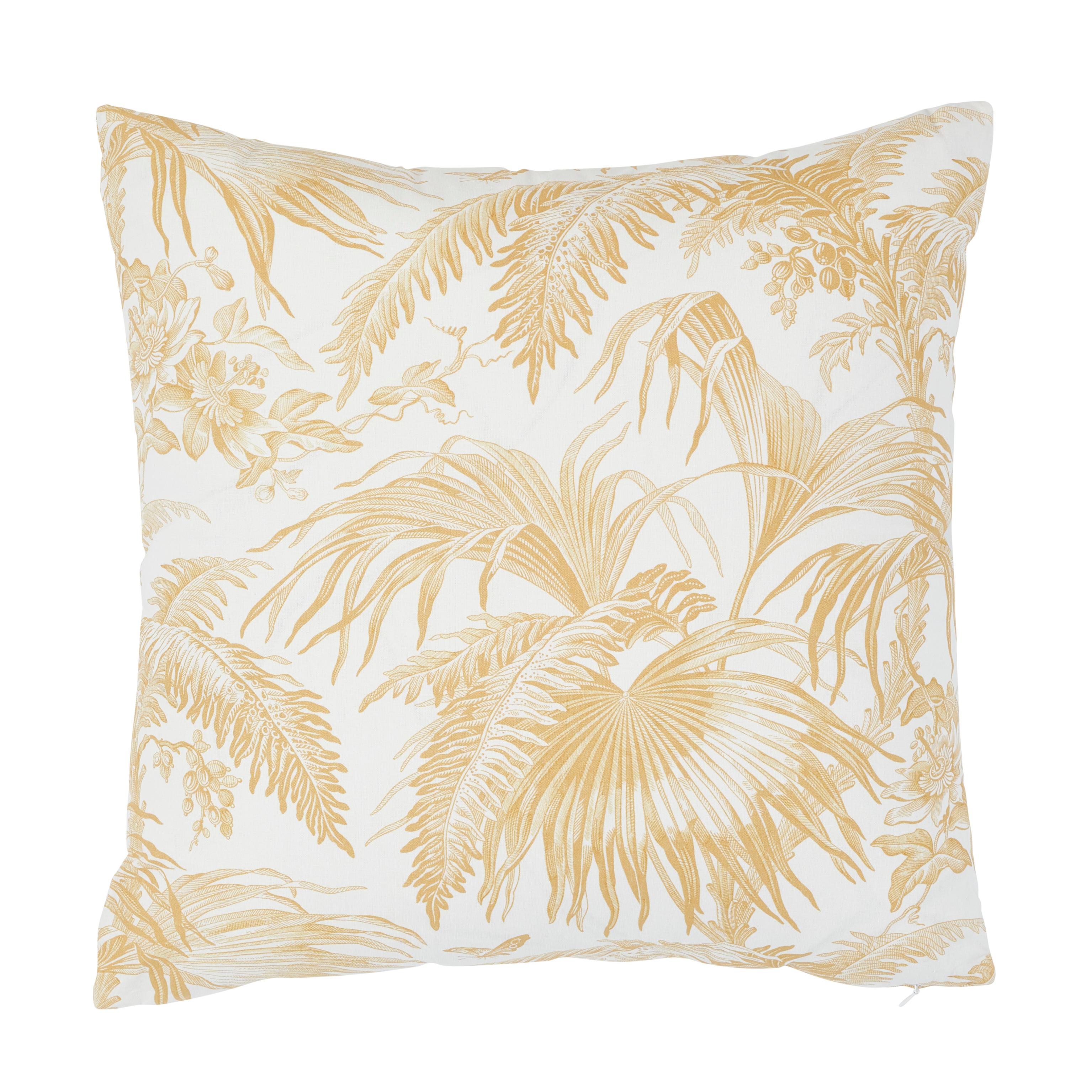 This pillow features Toile Tropique with a knife edge finish. A nod to the illustrations of early-1800s botanical etchers‚Äîthe artists-in-residence on seagoing voyages who sketched newly-discovered tropical flora in exquisite detail‚Äîthis