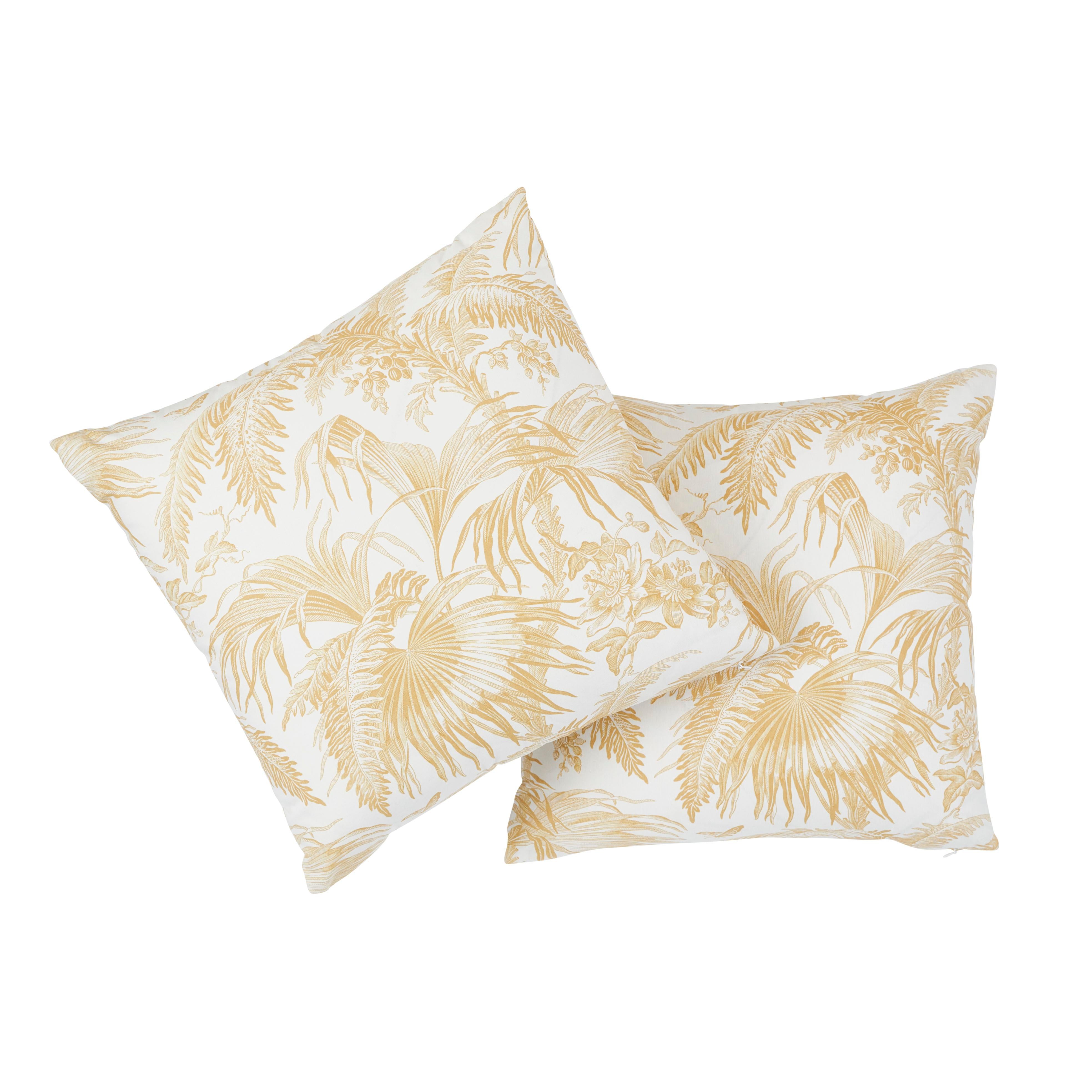 Empire Schumacher Toile Tropique Pillow in Gold For Sale