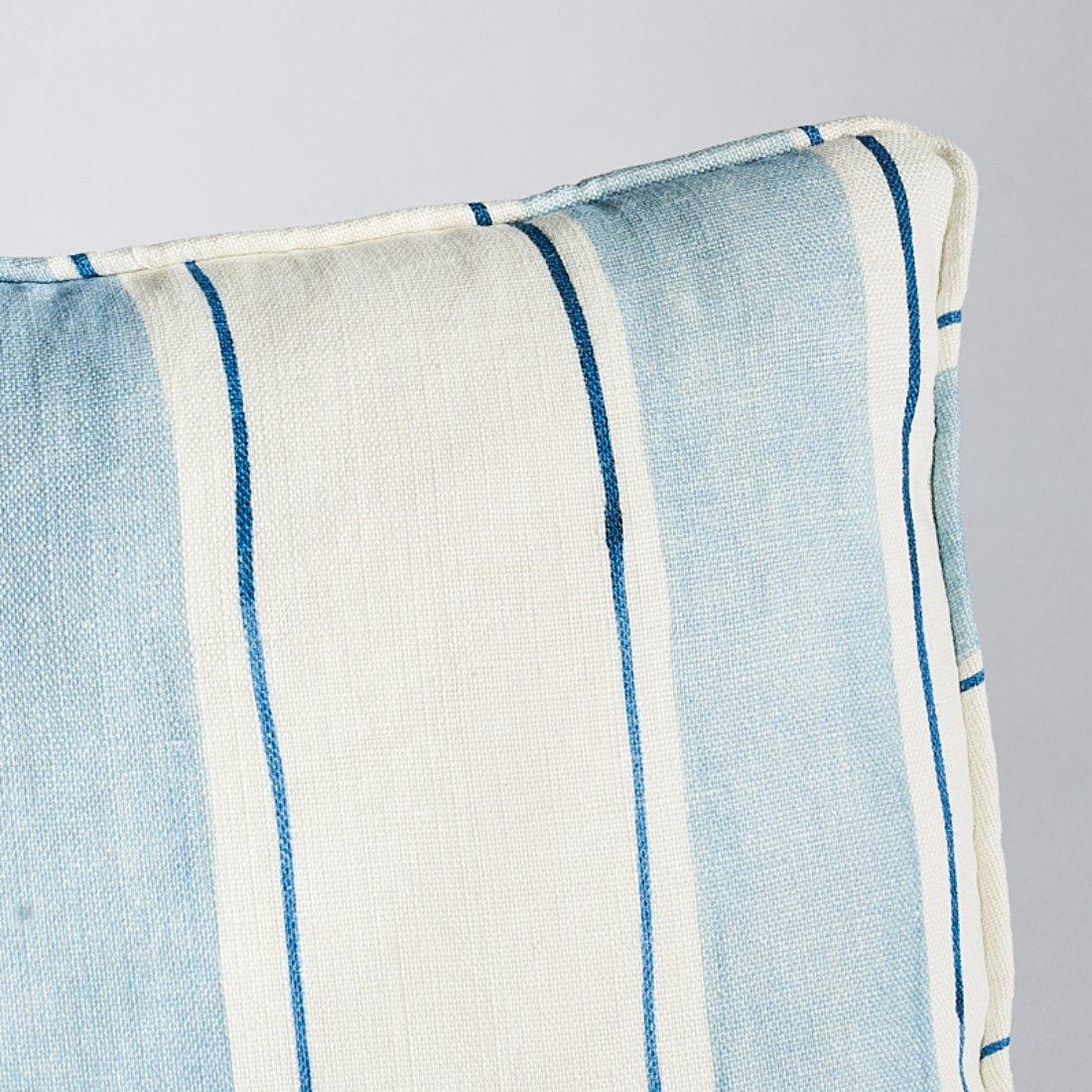 This pillow features Tracing Stripes by Porter Teleo for Schumacher with a Self Welt on a bias finish. Hand-done vertical stripes make a bold and graphic statement that’s softened just enough by the echo of delicate tracing. Pillow includes a