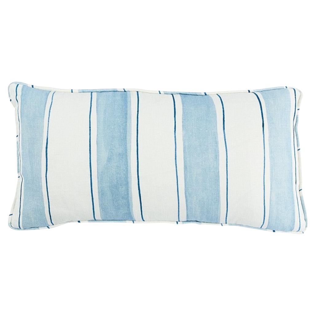 Schumacher Tracing Stripes Pillow In Sky For Sale