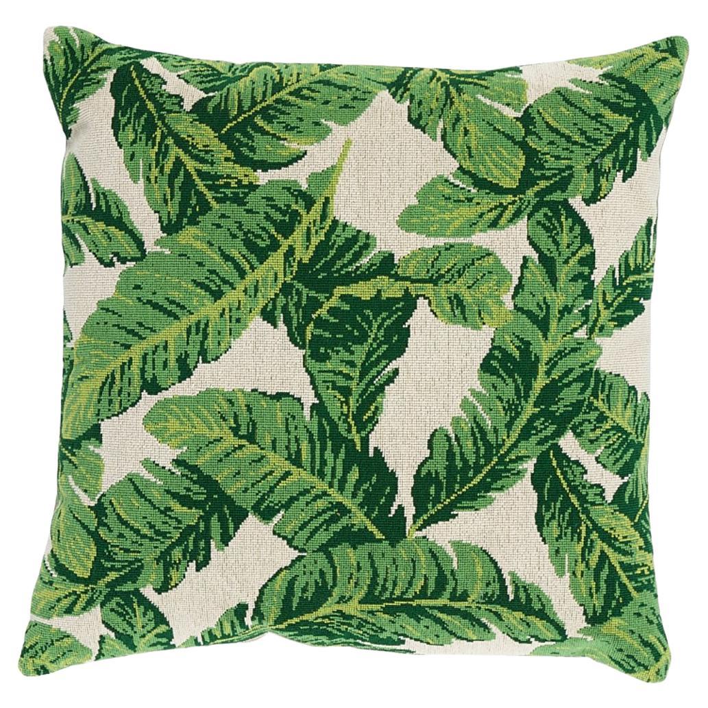 Schumacher Tropical Leaf 22" Pillow In Green & Ivory