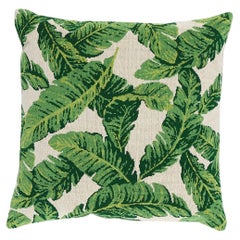 Schumacher Tropical Leaf 22" Pillow In Green & Ivory