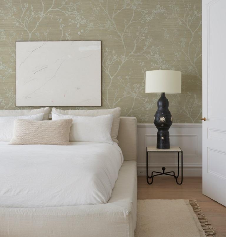 Schumacher Twiggy Sisal Wallpaper In Gold On Ivory For Sale at 1stDibs