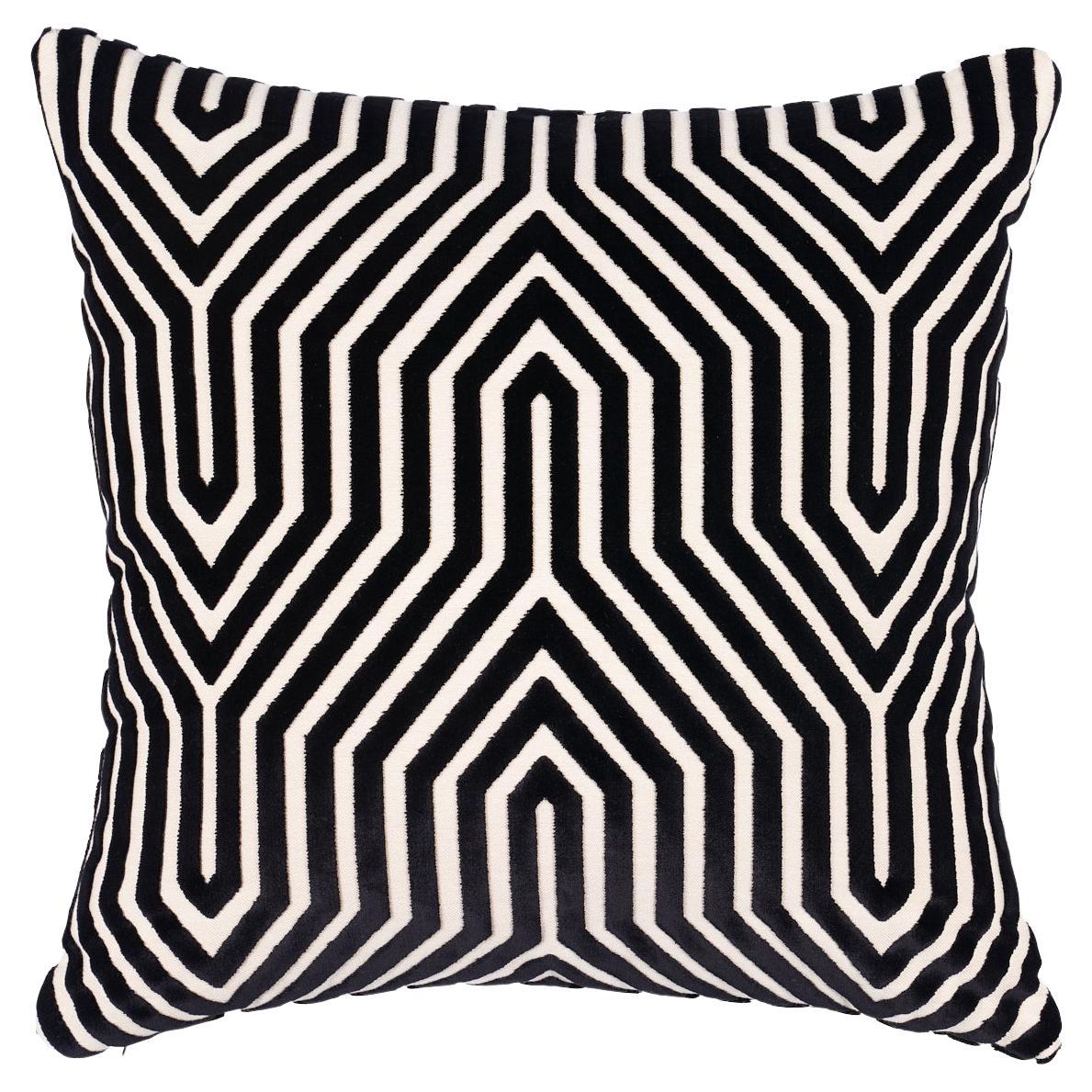 Schumacher Vanderbilt Velvet 12x36" Pillow in Noir For Sale