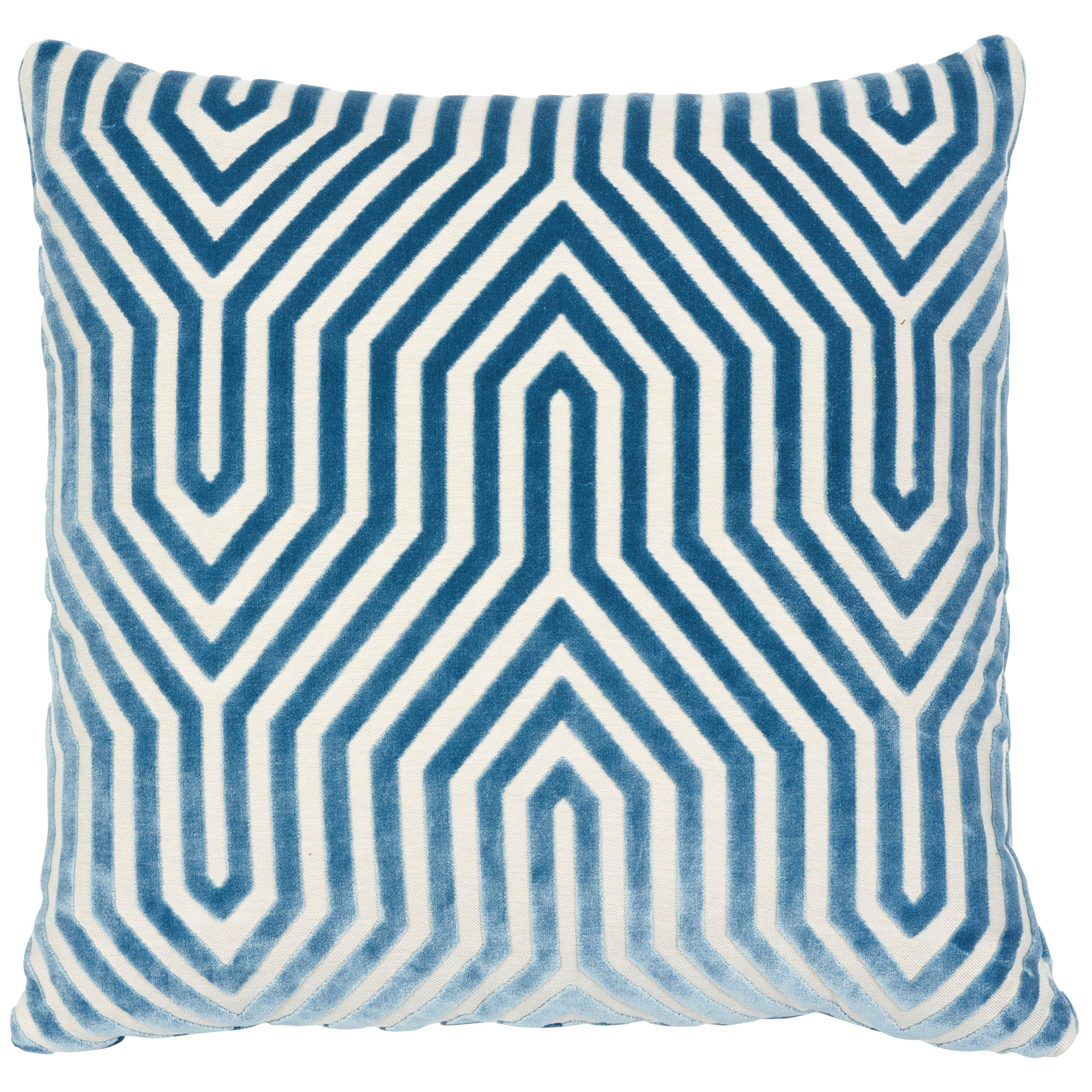 Schumacher coussin en velours Vanderbilt bleu marine