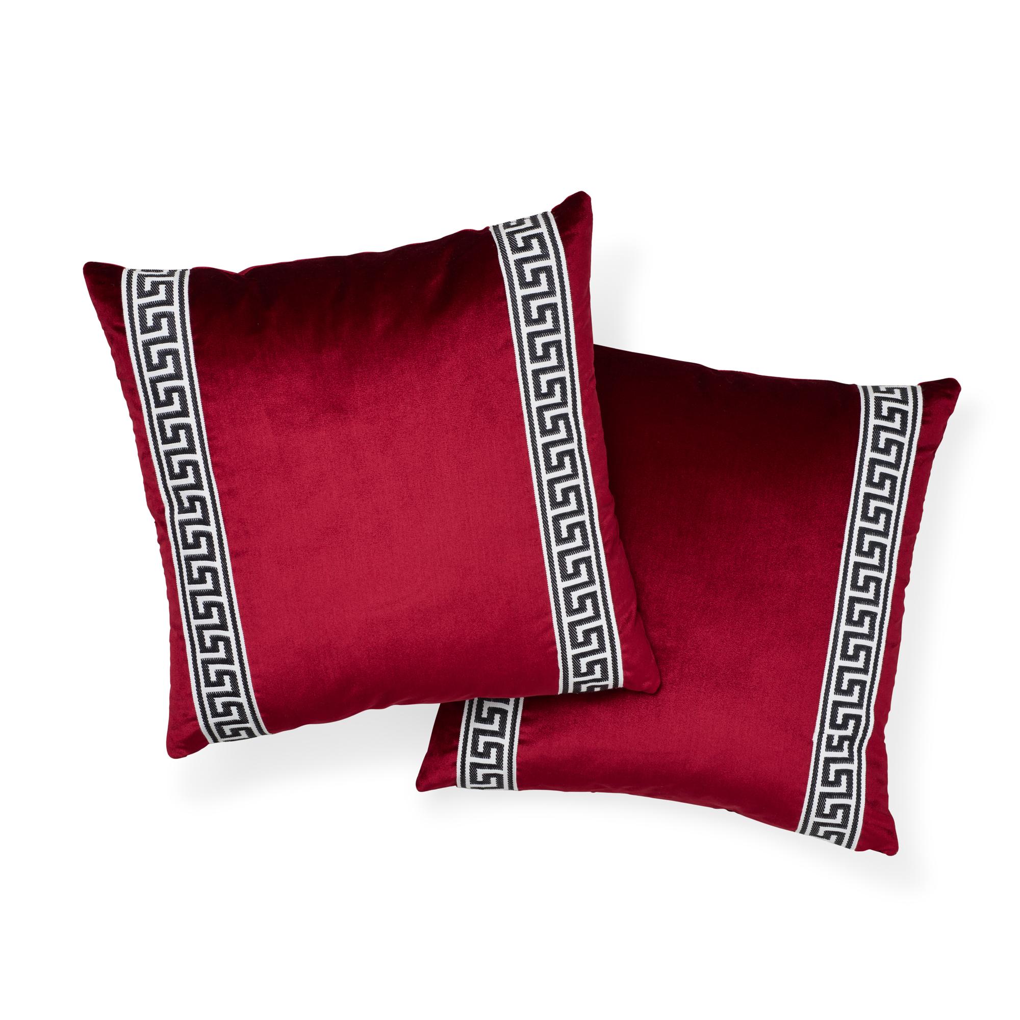 Italian Schumacher Venetian Silk Velvet Port Two-Sided Pillow