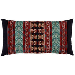 Schumacher Vinka Embroidery 24" Lumbar Pillow in Red & Black