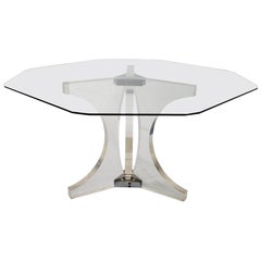 Schumacher Vintage Plexiglass Dining Table with Original Octangle Glass Top