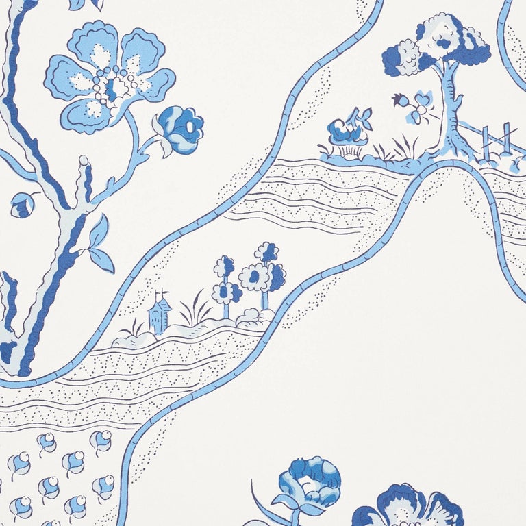 Schumacher Marella Floral Trellis Wallpaper in Delft For Sale at ...