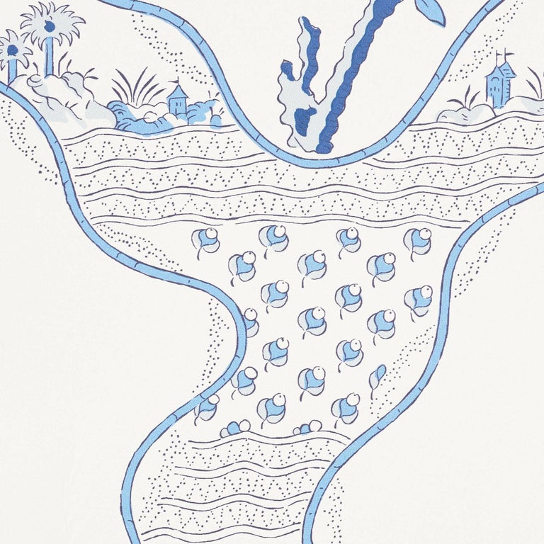 Schumacher Vogue Living Marella Floral Trellis Wallpaper in Delft For ...