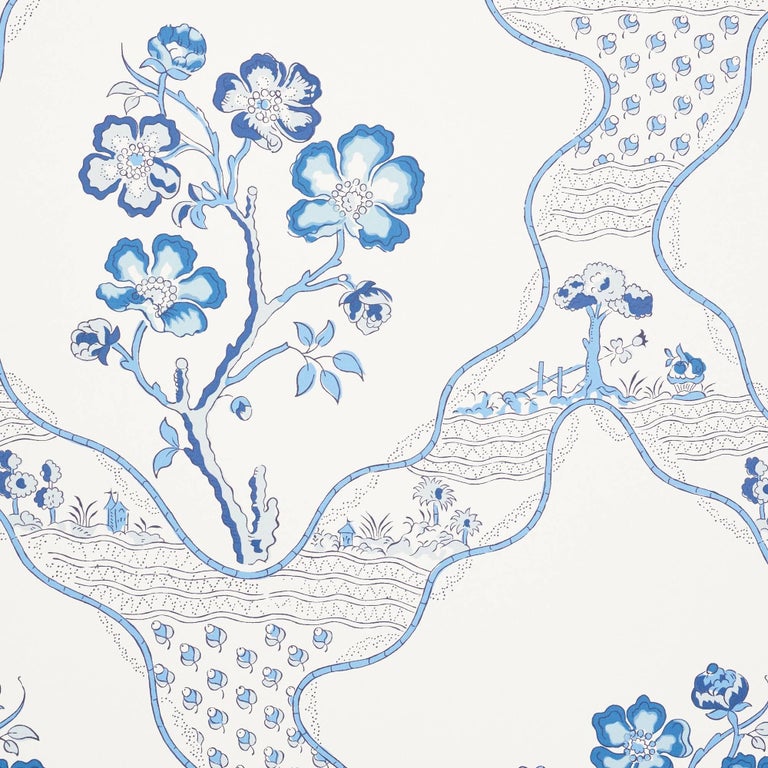 Schumacher Marella Floral Trellis Wallpaper in Delft For Sale at ...