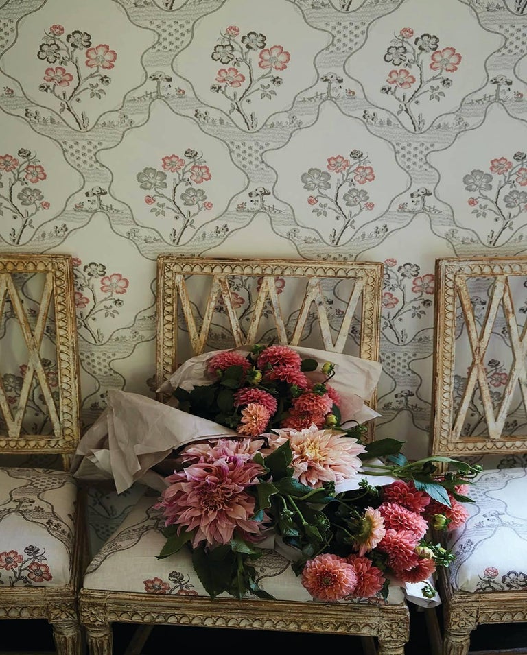 Schumacher Vogue Living Marella Floral Trellis Wallpaper in Delft For ...