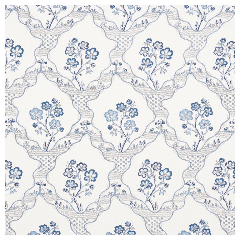 Schumacher Vogue Living Marella Floral Trellis Wallpaper in Delft For ...