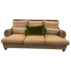 Schumacher Wave Sofa Upholstered in Palermo Mohair Velvet Fabric- Sample