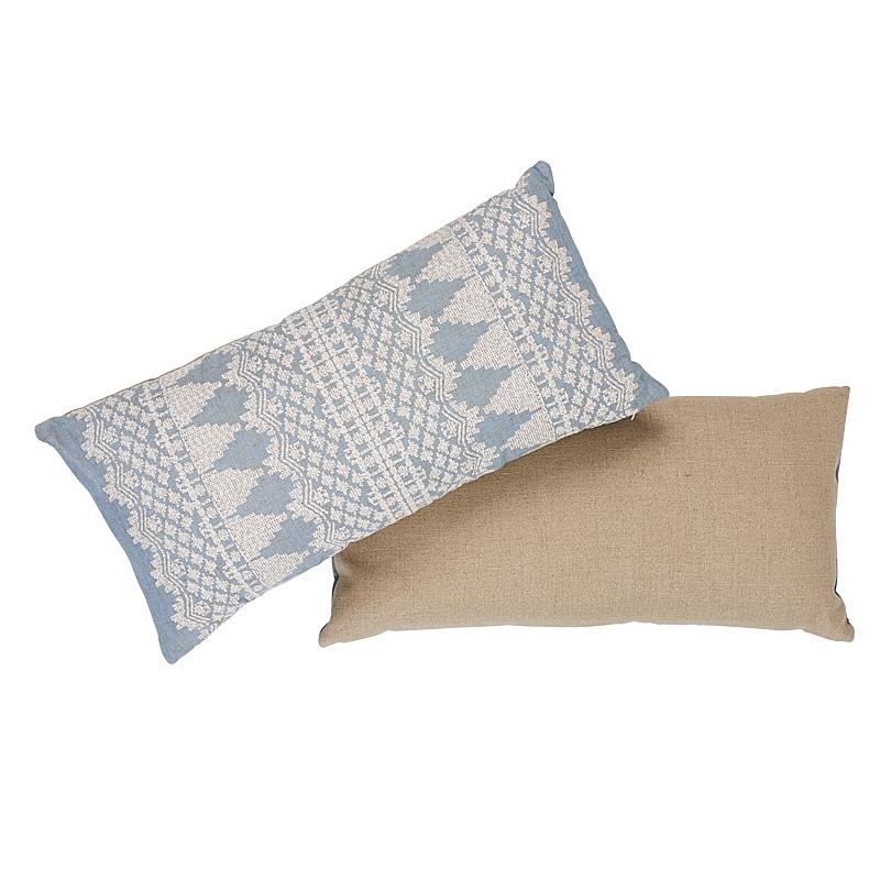 Moderno Cuscino per lettino in lino e cotone Schumacher Wentworth Embroidery Chambray in vendita