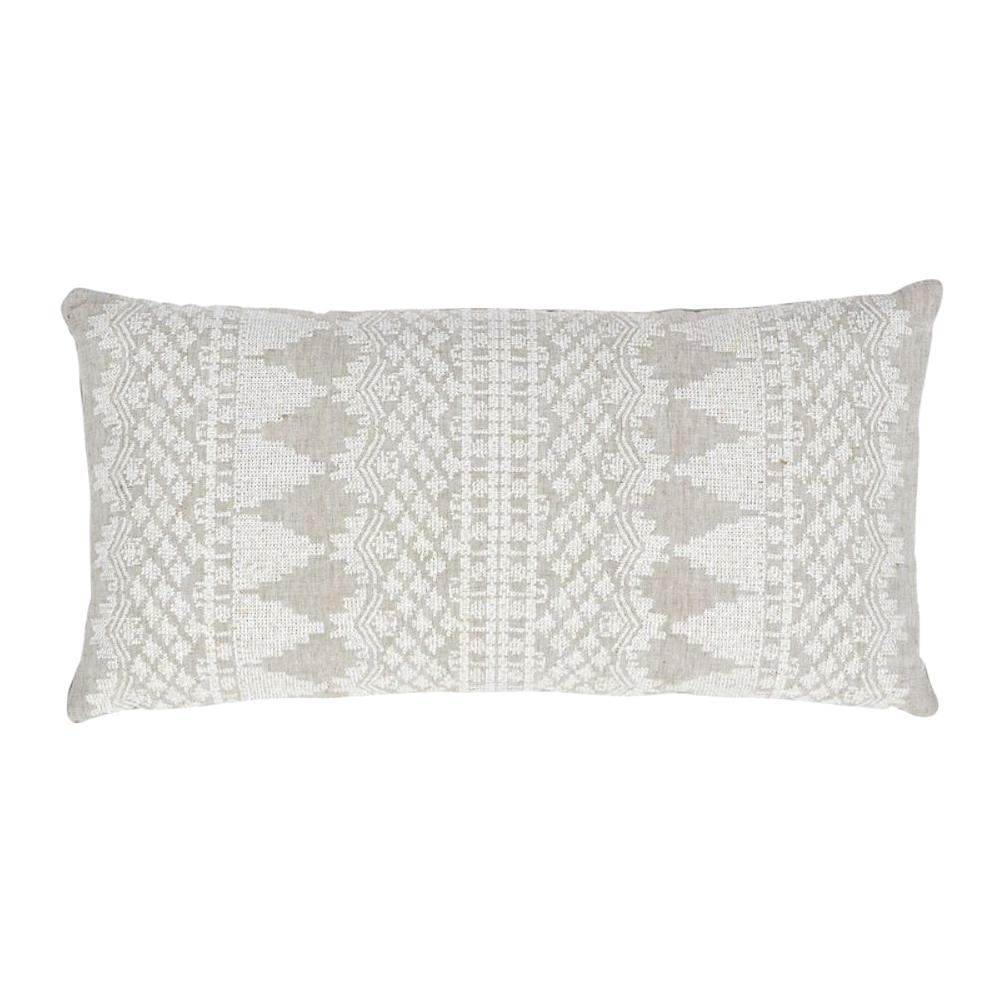 Coussin lombaire Schumacher Wentworth en lin et coton naturel brodé