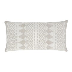 Schumacher Wentworth Embroidery Natural Linen Cotton Lumbar Pillow