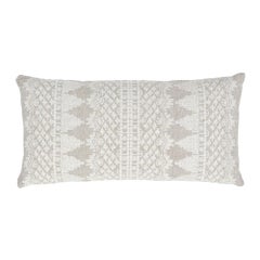 Schumacher Wentworth Embroidery Natural Linen Cotton Lumbar Pillow