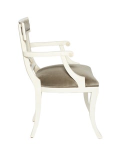 Schumacher Westminster Gainsborough Velvet Grey Hand-Carved Beechwood Armchair