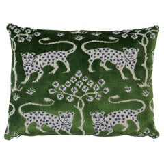 Schumacher Woodland Leopard Velvet 16x12" Pillow in Emerald