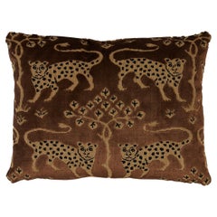 Schumacher Woodland Leopard Velvet 16x12" Pillow in Sepia