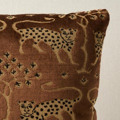 Schumacher Woodland Leopard Velvet 18" Pillow in Sepia