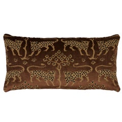Schumacher Woodland Leopard Velvet 24x12" Pillow in Sepia