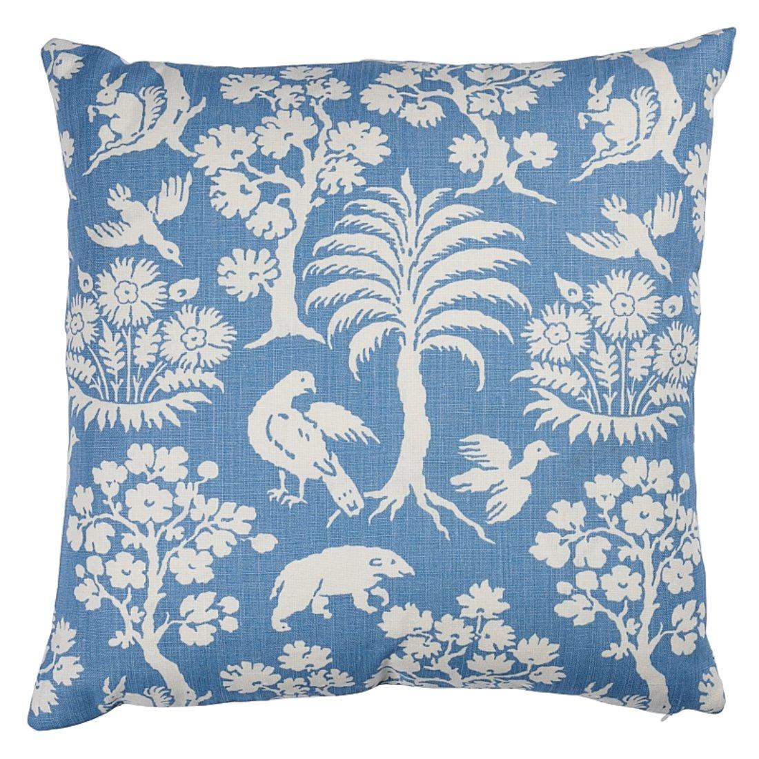 Schumacher Woodland Silhouette 20" Pillow In Blue For Sale