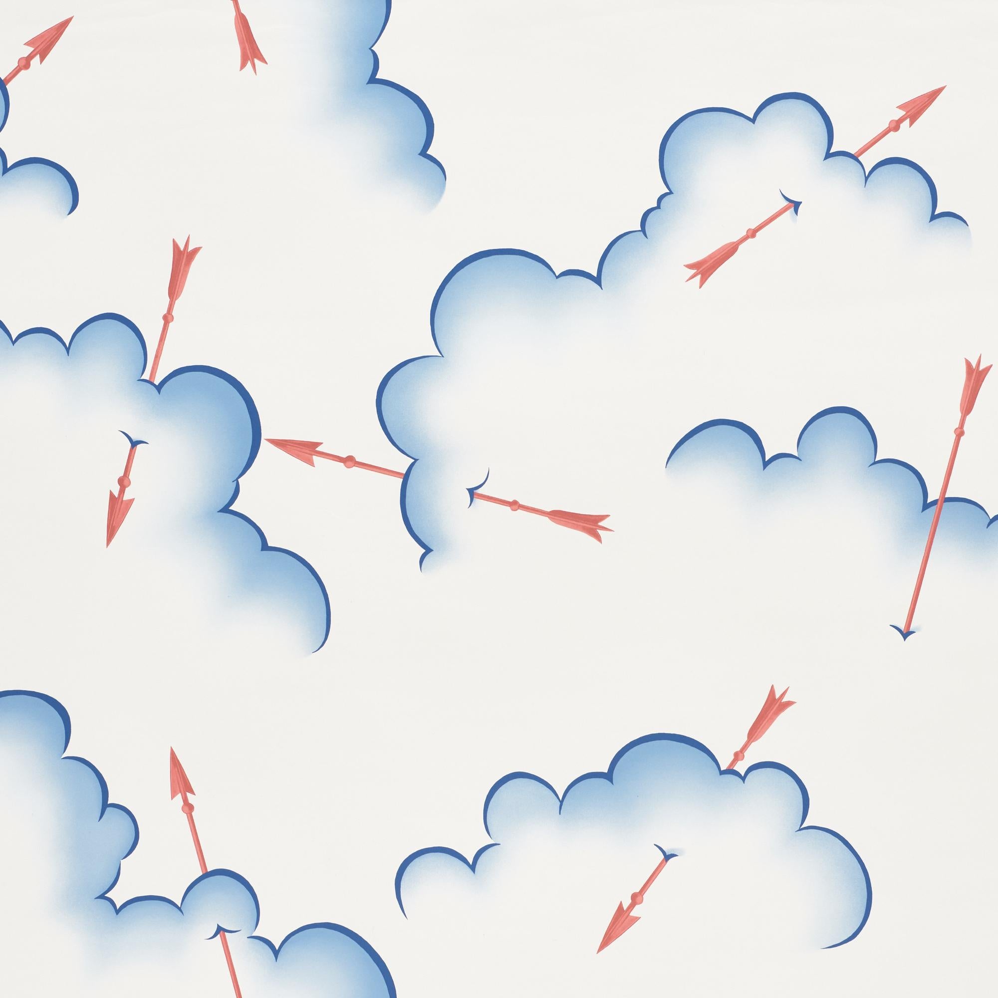 With its sweeping, 54-inch wide repeat, this heavenly wallpaper depicts voluminous clouds pierced by Cupid's arrows. It has extraordinary dimension and a fabulous tonal effect.

Since Schumacher was founded in 1889, our family-owned company has