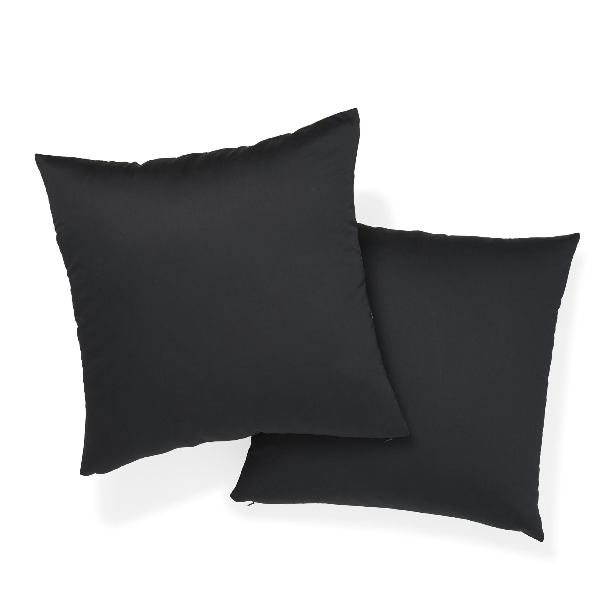XXIe siècle et contemporain Oreiller en coton vert et noir Fernarium Ribeiro de Schumacher x Clements Ribeiro en vente