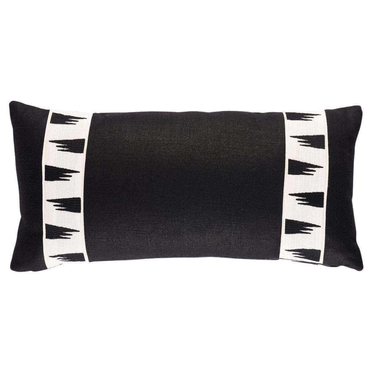 Schumacher x David Kaihoi Tutsi 24 x 12" Pillow in Ivory & Black  For Sale