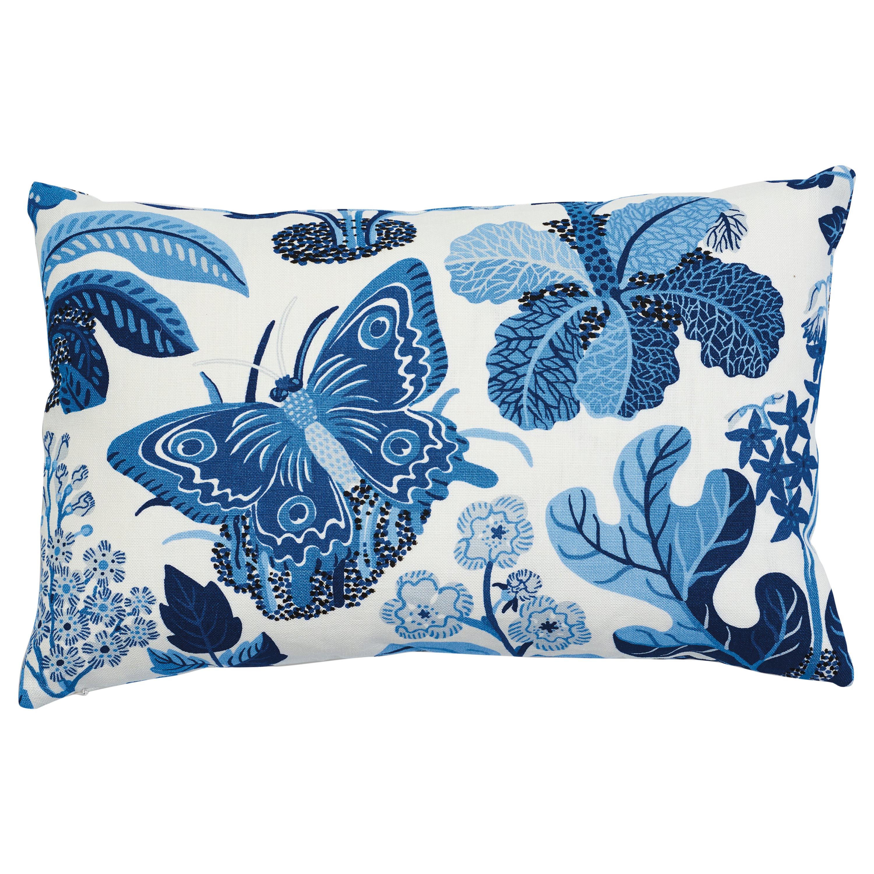 Schumacher x Josef Frank Exotic Butterfly Marine Two-Sided Linen Pillow For Sale