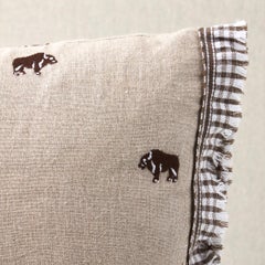 Schumacher x Marie-Chantal Buffalo Embroidered 16 x 12" Pillow in Natural