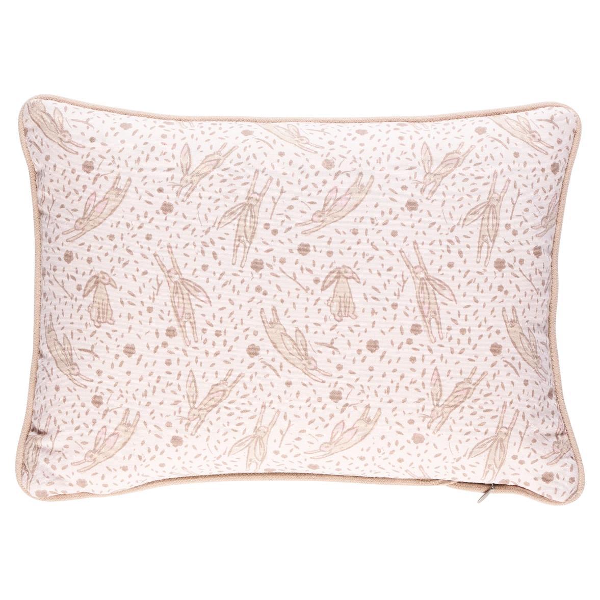 Schumacher x Marie-Chantal Rabbit Print 16 x 12" Pillow in Blush For Sale