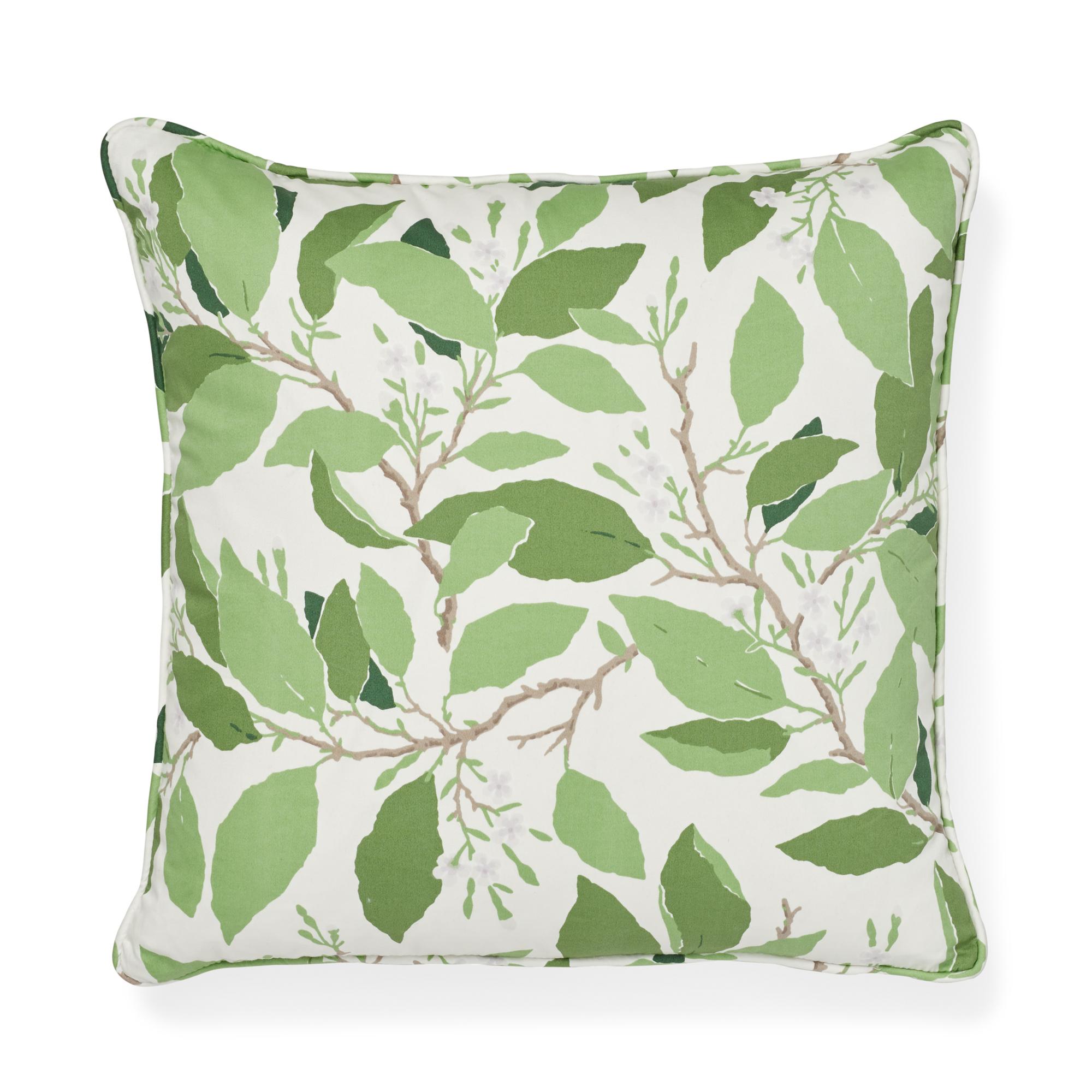 Americano Cuscino in cotone bifacciale Schumacher x Miles Redd Dogwood Leaf Ivory in vendita